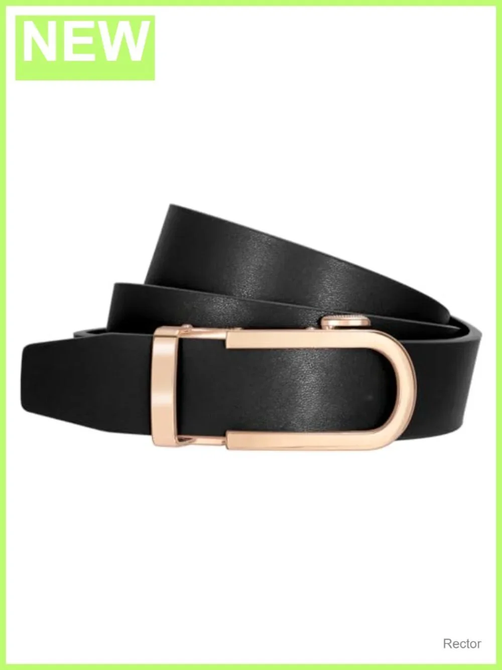 Women's Leather Ratchet Belt with Gold Sliding Buckle, 1.2